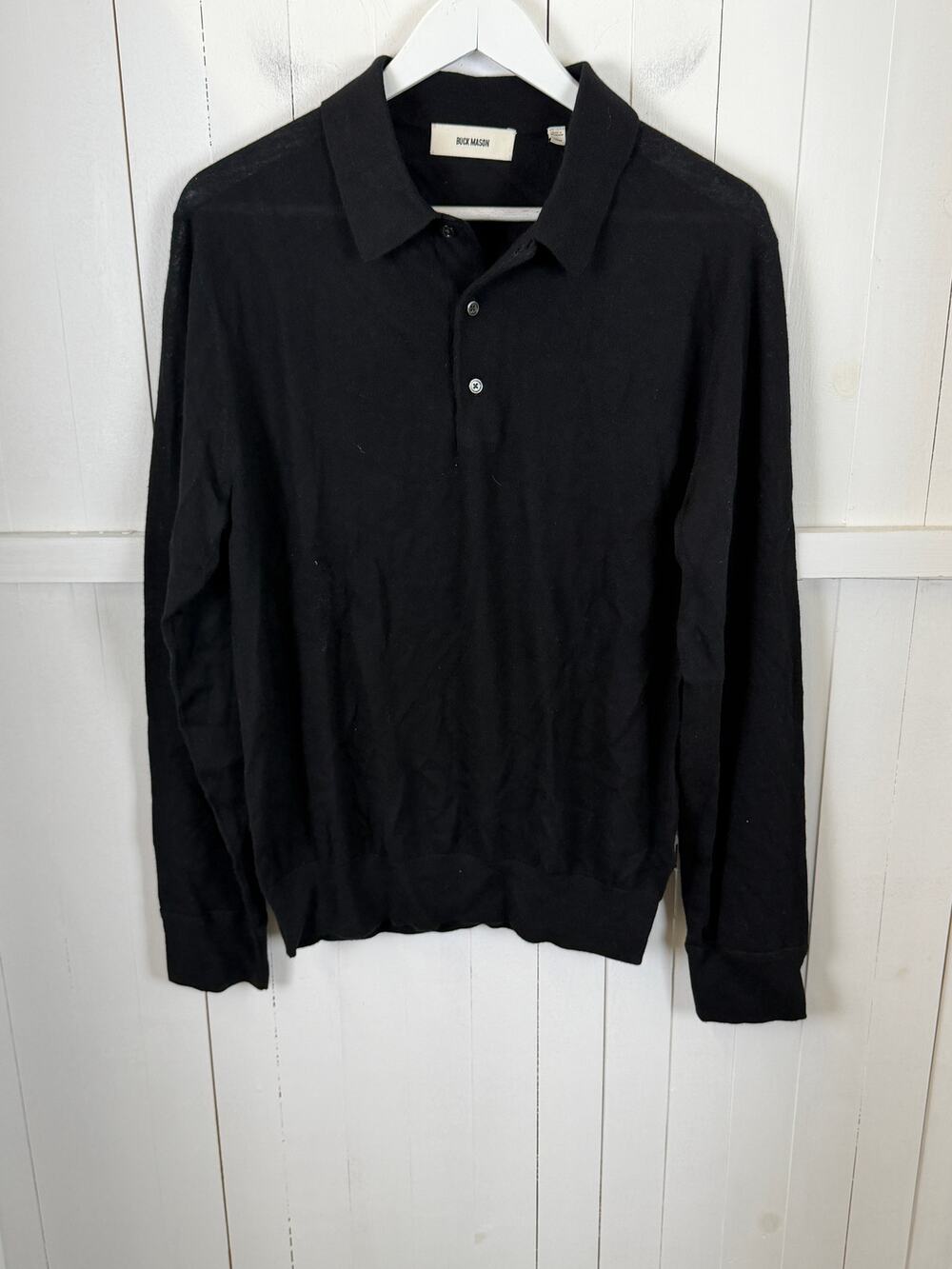 Buck Mason Cashmere Pullover Sweater Black Men's L NWT
